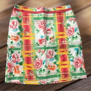 Bay Studio Floral Plaid Women's Skirt Petite 10